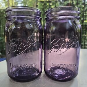 Pair Of Purple Mason Improved Heritage Jars 24 Ounces